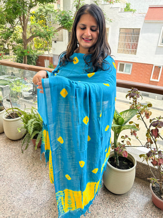 FIROZI YELLOW LINEN COTTON HANDBLOCK SUIT SET