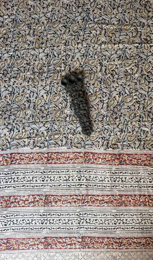 BEIGE MAROON BEIGE KALAMKARI MULL COTTON HANDCRAFTED DUPATTA