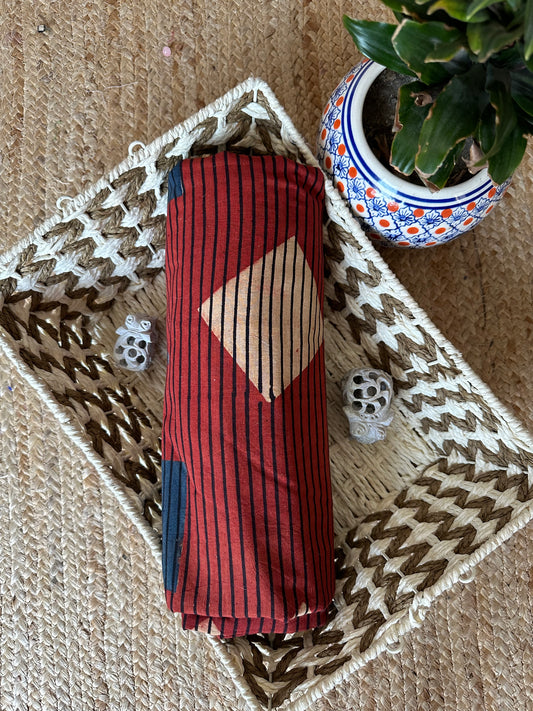 MAROON AJRAKH HANDCRAFTED NATURAL DYE PRINTED FABRIC  CF - 25