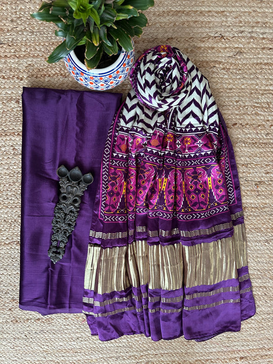 PURPLE MASHRU  SILK KURTA WITH PATOLA HANDCRAFTED MODAL SILK DUPATTA PS- 1015