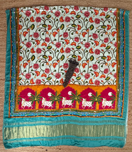 Teal Blue modal silk Patola dupatta