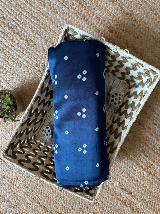 BLUE THREE DOTS MASHRU SILK FABRIC MSF- 16