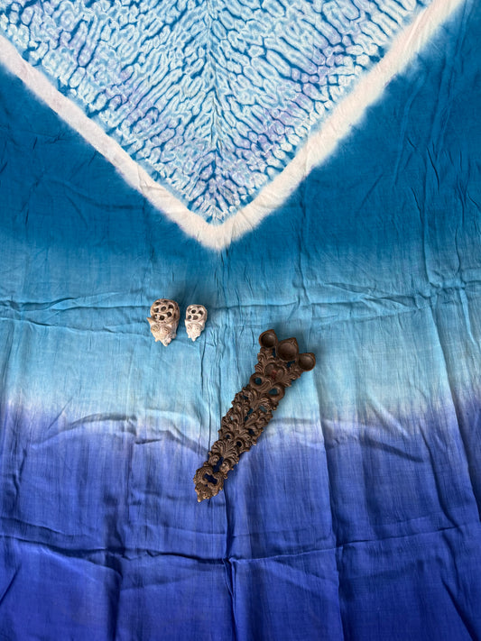 Blue ombré Modal  silk Shibori kurta/kaftan material
