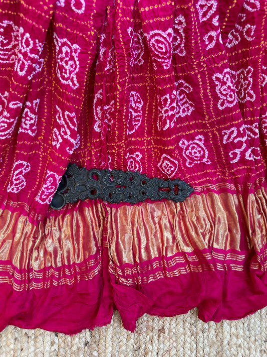 PINK CHANDMUKHI GAJJI SILK HANDWOVEN AJRAKH DUPATTA