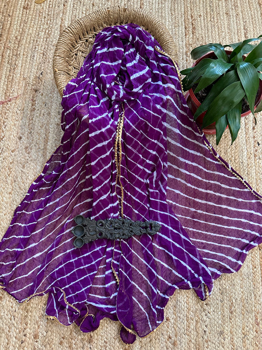 PURPLE CHIFFON LEHERIYA DUPATTA