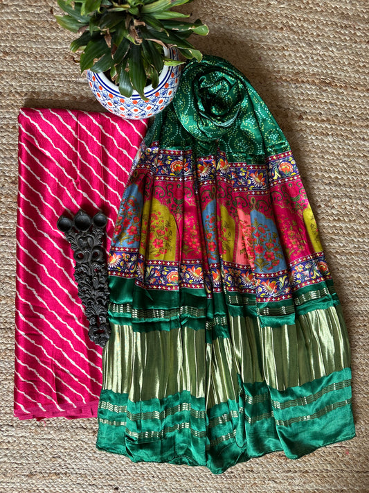 PINK MASHRU SILK KURTA WITH PATOLA HANDCRAFTED MODAL SILK DUPATTA PS-89