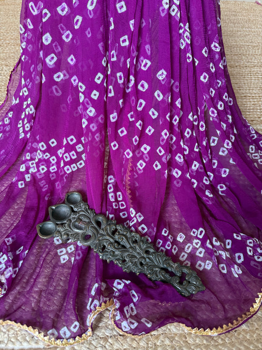 Palatinate purple chiffon leheriya dupatta