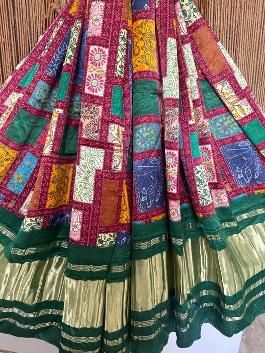 Green Multicolour patola print modal silk dupatta