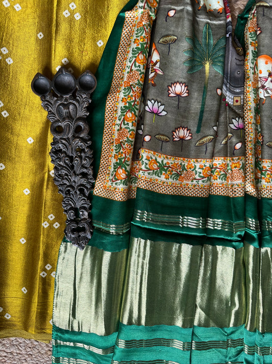 MUSTARD YELLOW MASHRU SILK KURTA WITH PATOLA HANDCRAFTED MODAL SILK DUPATTA PS-60