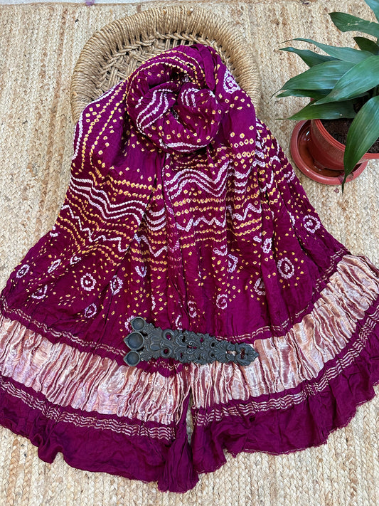 MAGENTA PINK CHANDMUKHI GAJJI SILK HANDWOVEN AJRAKH DUPATTA