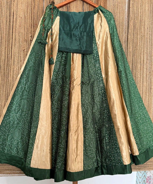 Mustard mashru silk blouse-with bandhani Patola patchwork  handcrafted mashru silk Skirt