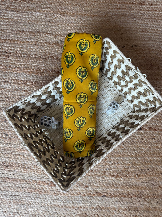 MUSTARD YELLOW AJRAKH HANDCRAFTED MODAL SILK KURTA FABRIC