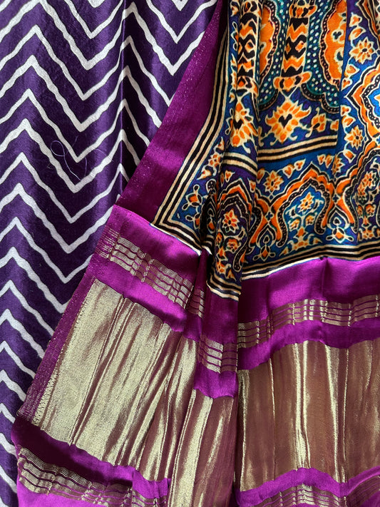 PURPLE MASHRU  SILK KURTA WITH PATOLA PRINT MODAL SILK DUPATTAS