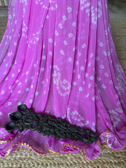 HOT PINK CHIFFON LEHERIYA DUPATTA