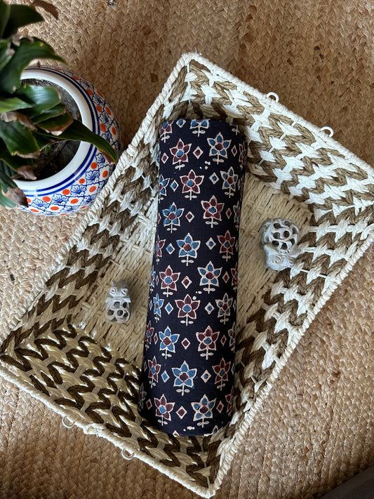 BLACK AJRAKH HANDCRAFTED NATURAL DYE PRINTED FABRIC  CF - 21