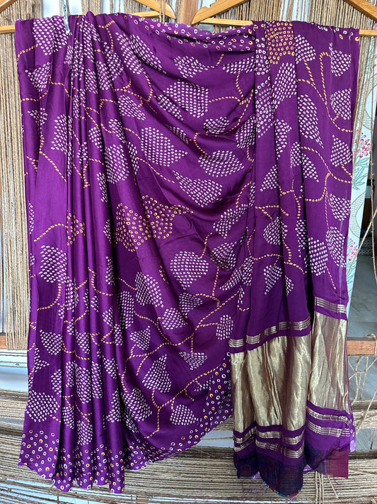 PURPLE PICHWAI  MODAL SILK PATOLA PRINT SARI WITH ZARI BORDER