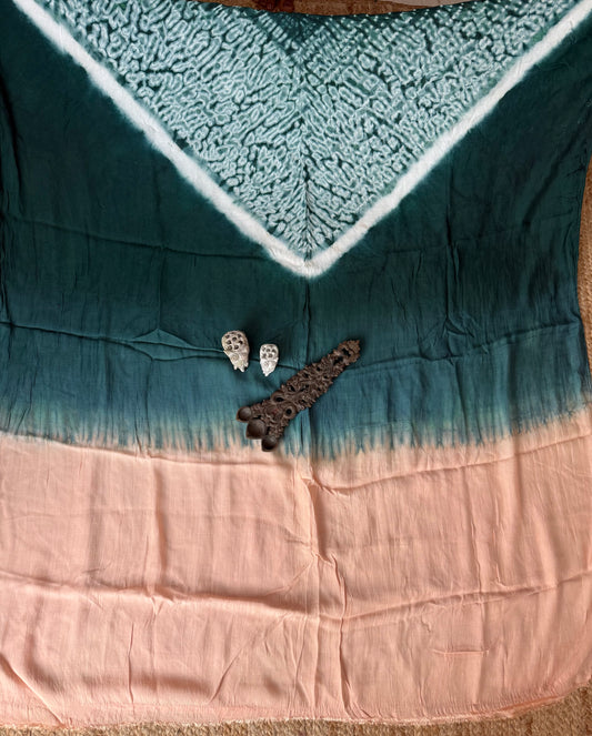 Green ombré Modal  silk Shibori kurta/kaftan material