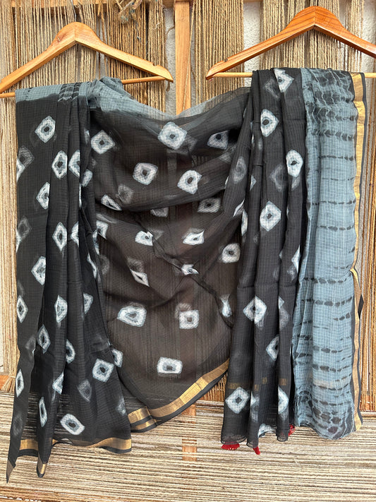 Black Batik KOTA DORIA HANDBLOCK SARI