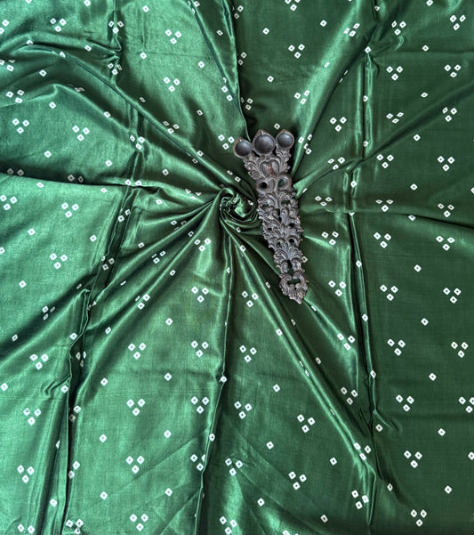 Green three dot mashru silk un stitched blouse piece