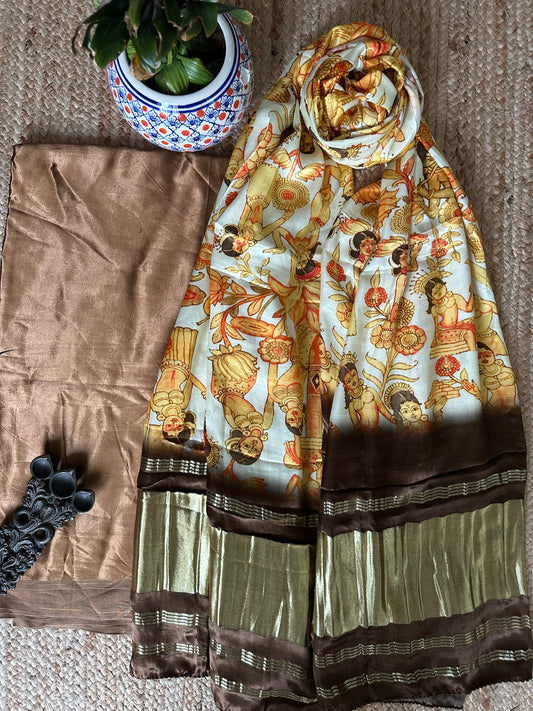 GOLDEN BROWN MASHRU SILK KURTA WITH PATOLA HANDCRAFTED MODAL SILK DUPATTA PS-65
