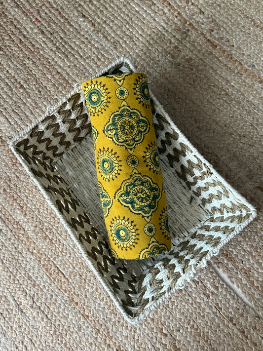 Saffron Yellow ajrakh handcrafted natural dye printed fabric  cf - 10