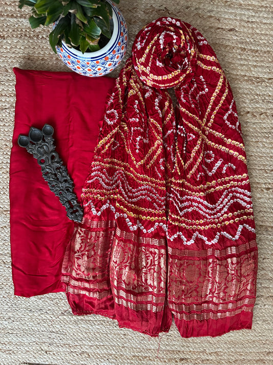 RED  MODAL SILK KURTA WITH GHARCHOLA HANDCRAFTED MODAL SILK DUPATTA PS-10151