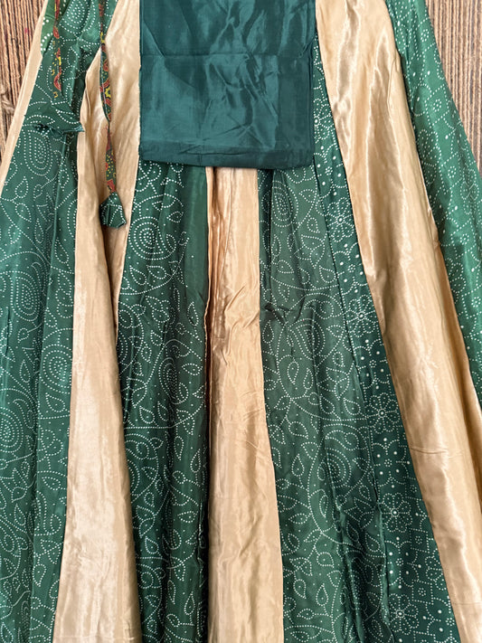 Green mashru silk blouse-with Multicolour patchwork  handcrafted mashru silk Skirt
