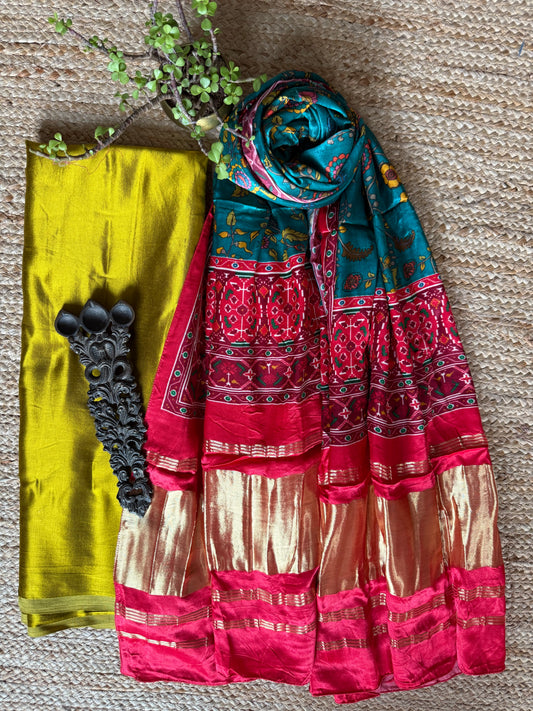 MUSTARD YELLOW MASHRU SILK KURTA WITH PATOLA HANDCRAFTED MODAL SILK DUPATTA PS-237