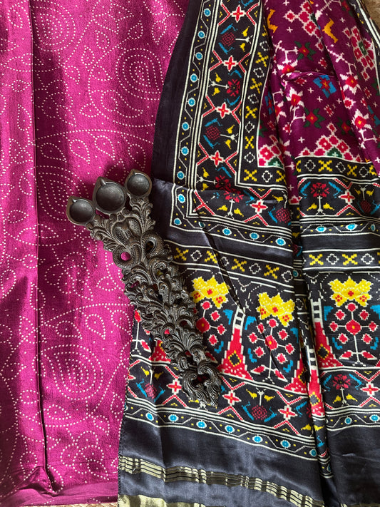 MAGENTA PURPLE MASHRU SILK KURTA WITH PATOLA HANDCRAFTED MODAL SILK DUPATTA PS-78
