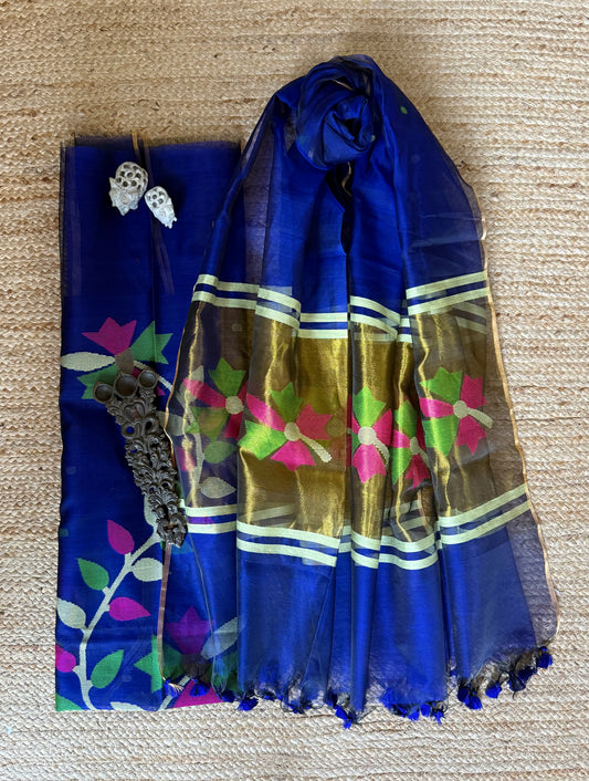 Grape Jelly Purple HANDWOVEN JAMDANI PURE MUSLIN SILK KURTA SET MJK-100