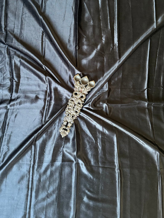 Black solid mashru silk un stitched blouse piece