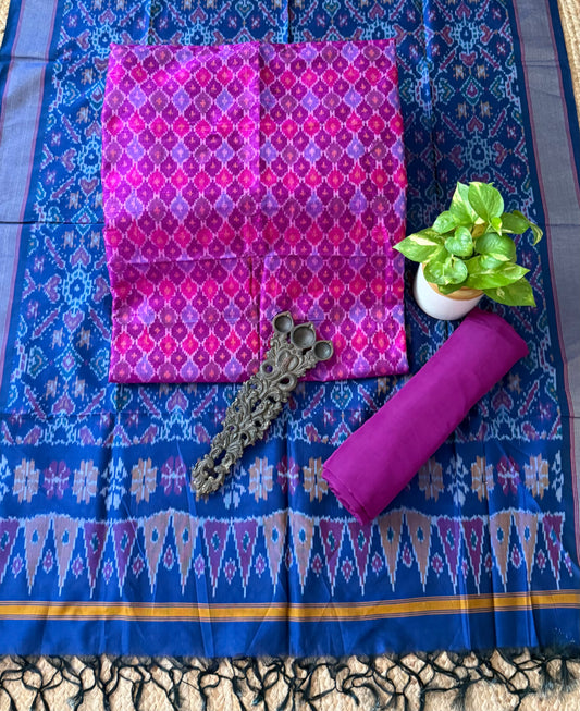 Barbie Pink raw silk ikkat hanwoven kurta with Bottom ikkat patola pure  silk handwoven dupatta