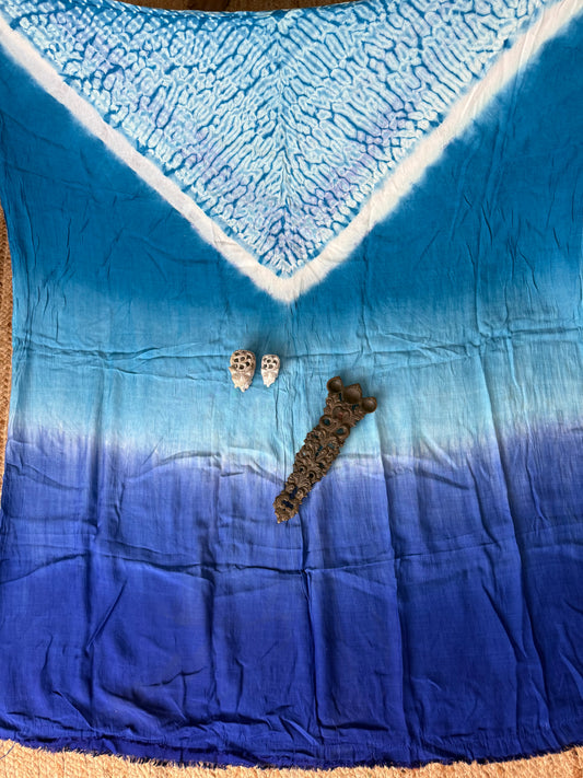 Blue ombré Modal  silk Shibori kurta/kaftan material