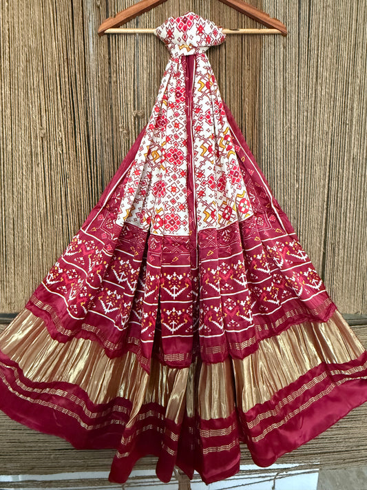 MAROON & WHITE PATOLA PRINT MODAL SILK DUPATTA