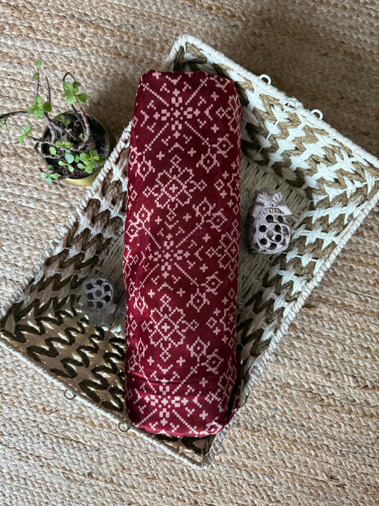 MAROON PATOLA PRINT MASHRU SILK FABRIC MSF- 20