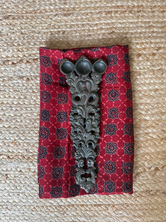 Maroon printed modal ajrakh silk un stitched blouse piece