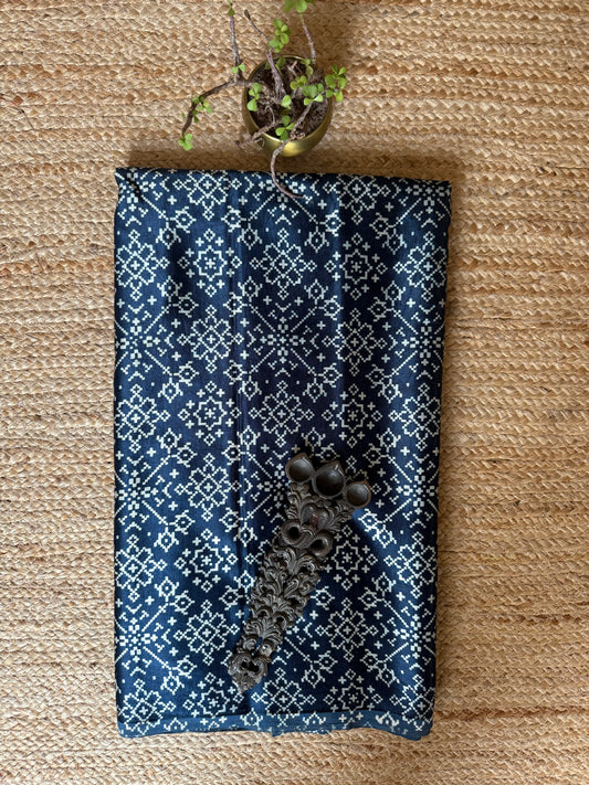 BLUE PATOLA PRINT MASHRU SILK FABRIC MSF- 19