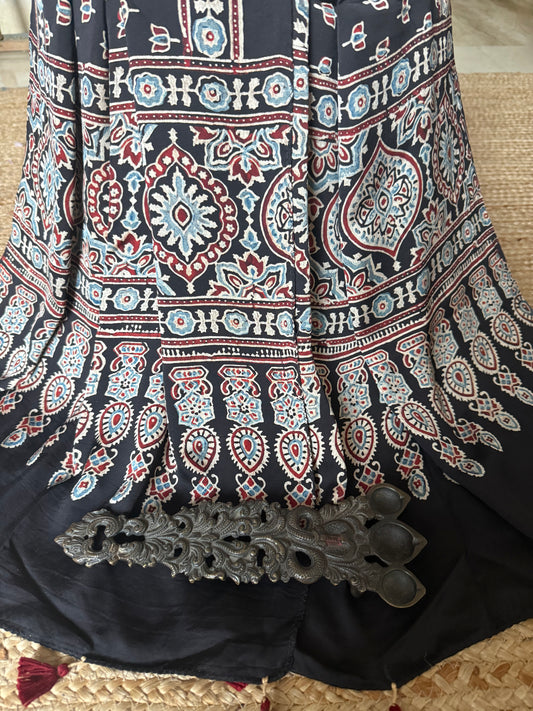 BLACK AJRAKH MODAL SILK  HANDCRAFTED STOLE
