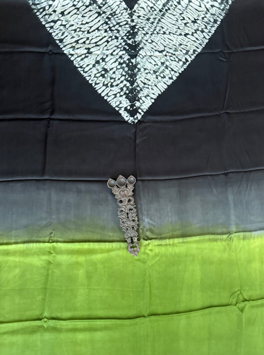 Black ombrã© modal  silk shibori kurta/kaftan material