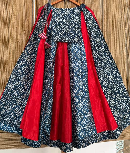 Mustard mashru silk blouse-with bandhani Patola patchwork  handcrafted mashru silk Skirt