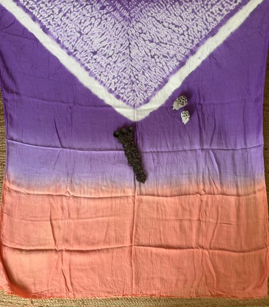 Mauve Purple ombré Modal  silk Shibori kurta/kaftan material