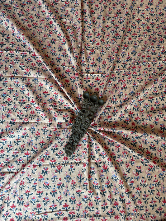 DUSTY PINK AJRAKH COTTON HANDBLOCK KURTA FABRIC