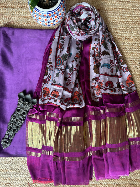 PURPLE MASHRU SILK KURTA WITH PATOLA PRINT MODAL SILK DUPATTAS