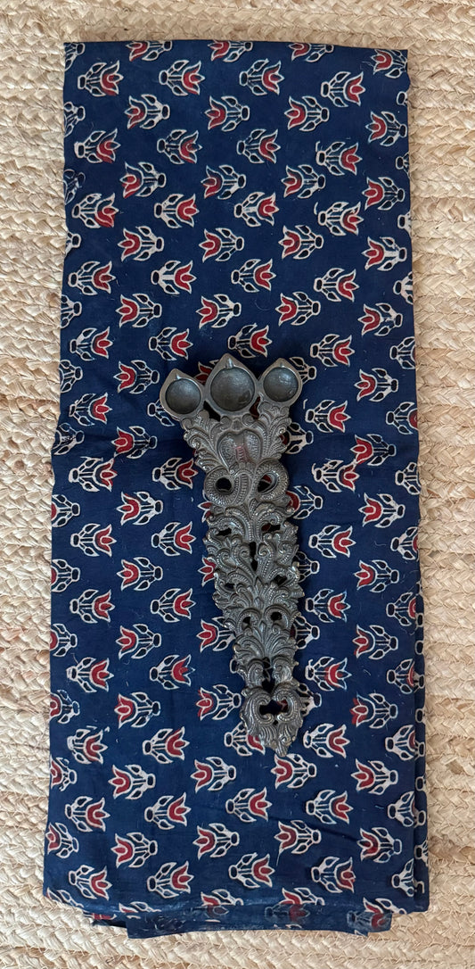 Blue ajrakh handcrafted natural dye printed fabric