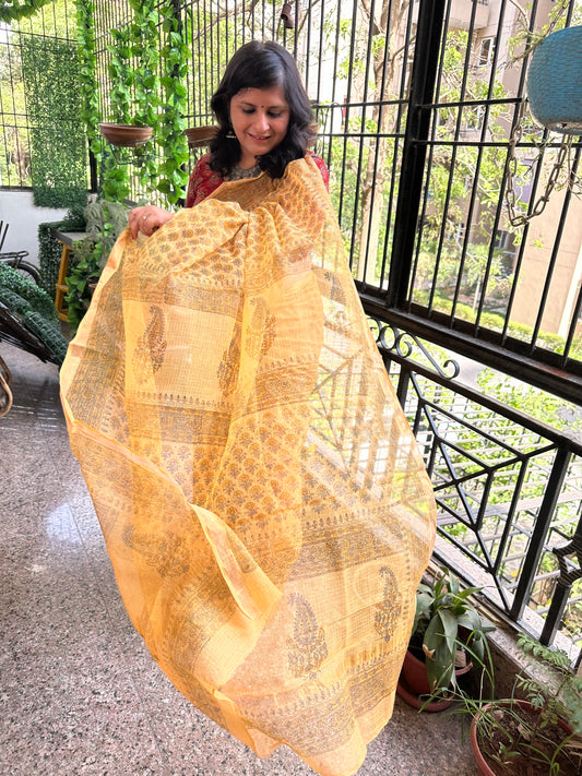 MUSTARD KOTA DORIA HANDBLOCK SARI