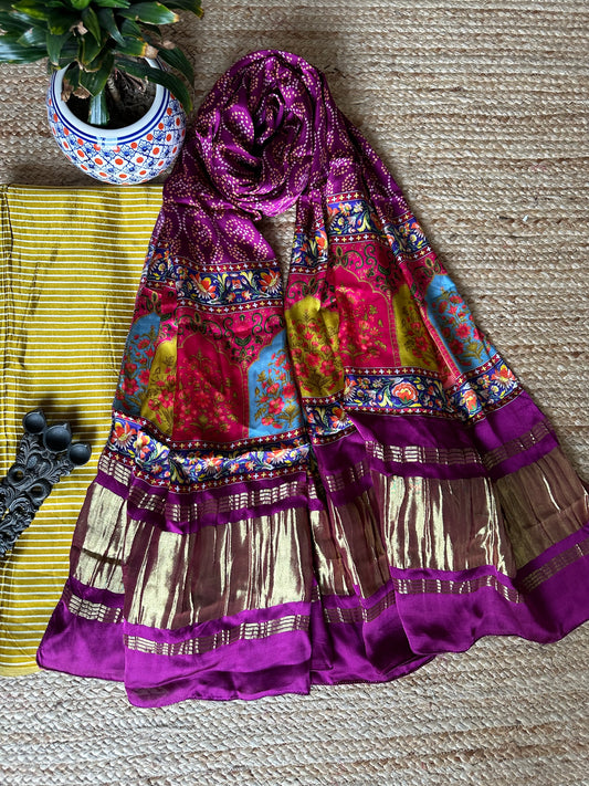 MUSTARD MASHRU  SILK KURTA WITH PATOLA HANDCRAFTED MODAL SILK DUPATTA