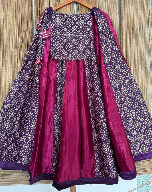 Mustard mashru silk blouse-with bandhani Patola patchwork  handcrafted mashru silk Skirt