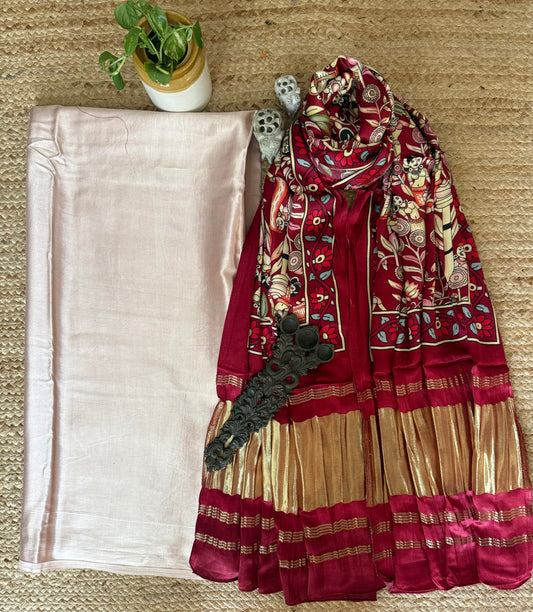 BLUSH PINK MASHRU SILK KURTA WITH  PATOLA PICHWAI HANDCRAFTED MODALSILK DUPATTA