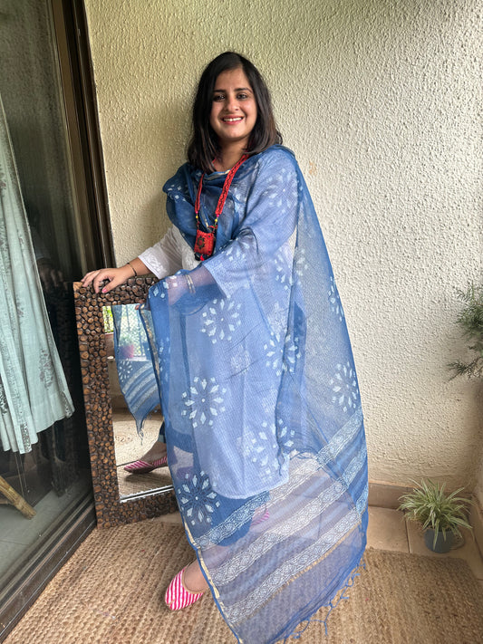 INDIGO KOTA DABU HANDCRAFTED DUPATTA