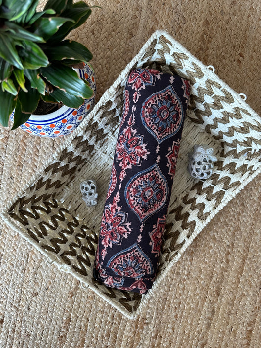 BLACK AJRAKH HANDCRAFTED NATURAL DYE PRINTED FABRIC CF-11